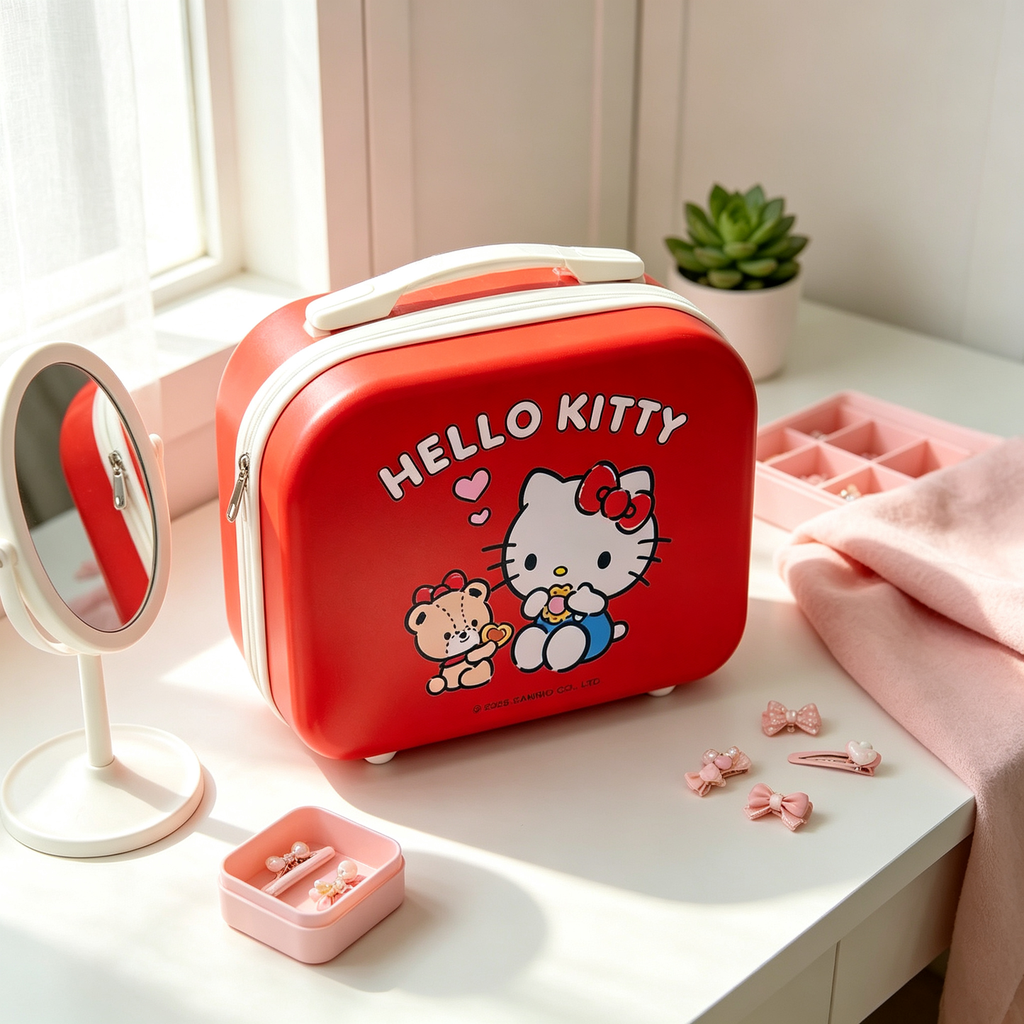 Red [Cookie] Hello Kitty Bear Storage Box, 14-inch